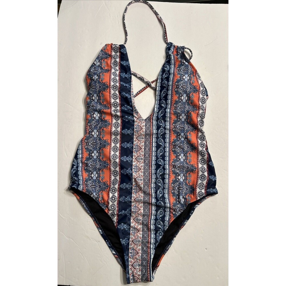 Cupshe One Piece Multicolor Swimsuit Fleet Of Time Size medium NWT - Picture 3 of 9